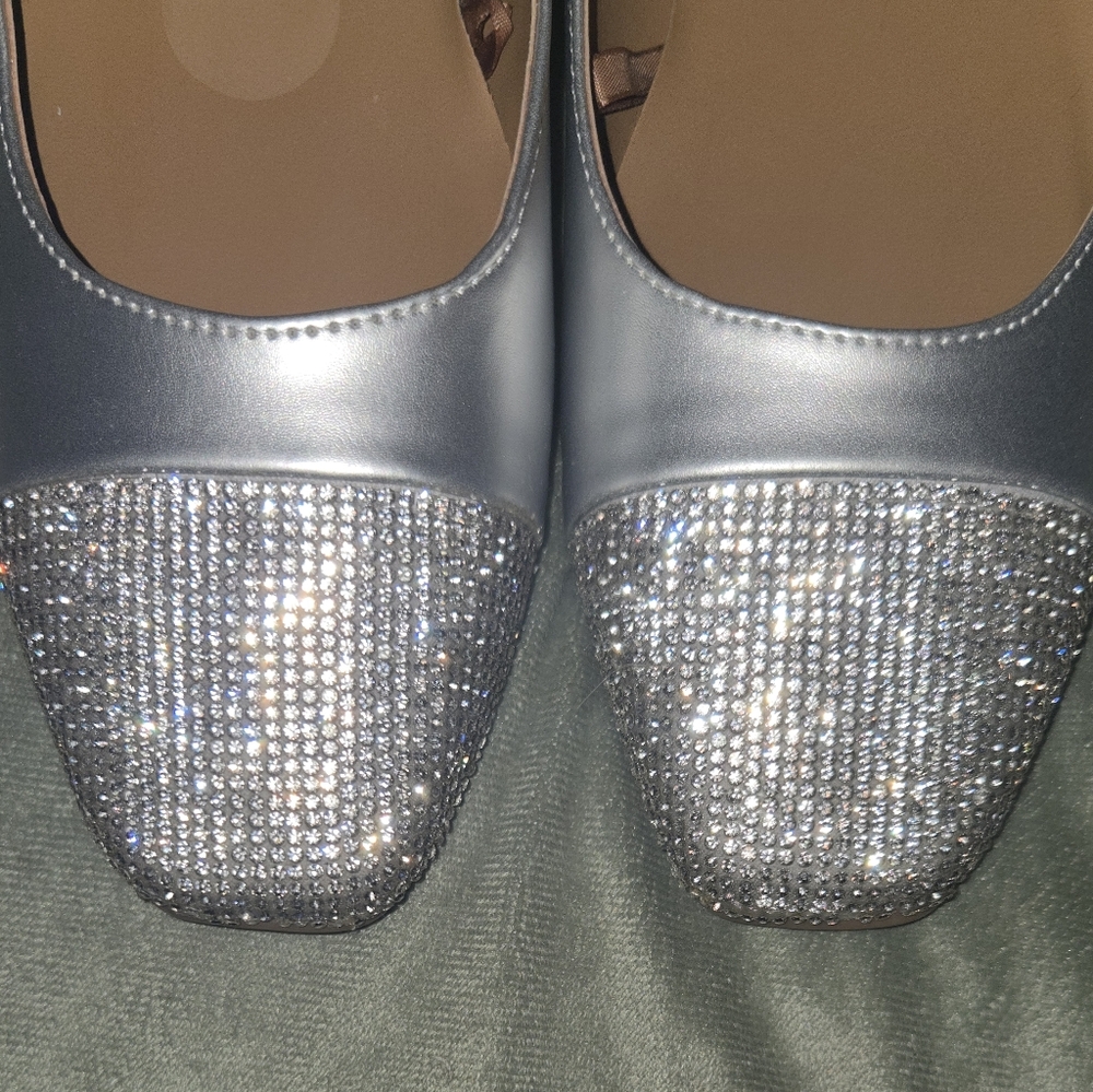 Kensie Silver Flats with Glitter Accents - Picture 2 of 4